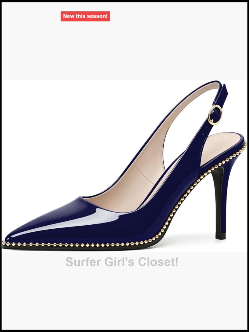Slingback Heels Women's Pointed Toe Stilettos High Heel Pumps Gold Beaded Dress